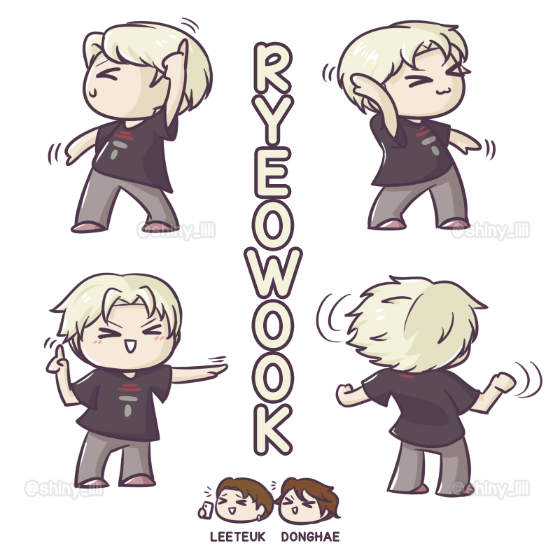 shiny_lili's tweet photo. Some chibis of @9ryeong9's little dance in one of Leeteuk's lives during the latinamerican tour, it was so adorable I couldn't resist! Bonus #leeteuk and #donghae https://t.co/ntip2jRG2r