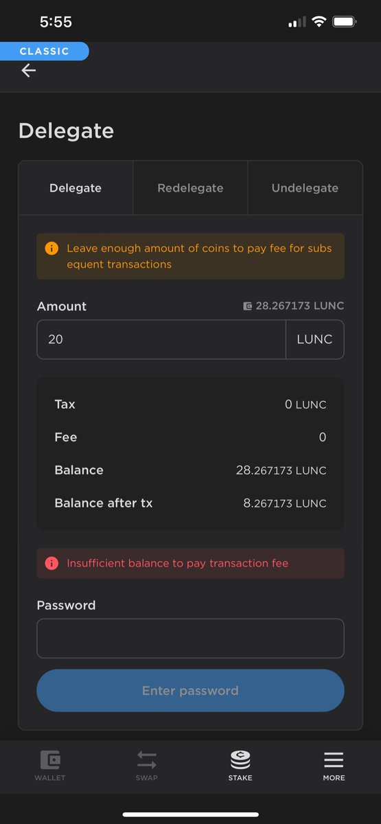 Drakeheintzz's tweet photo. @Jared_TFL Is there a upgrade happening to the Terra Station IOS app? Unable to do any basic functions now such as claim staking rewards, swap, etc. Tried to use Station extension on google chrome web browser and have the same issue.  It’s been a few weeks. https://t.co/S9SI4Q0DsG