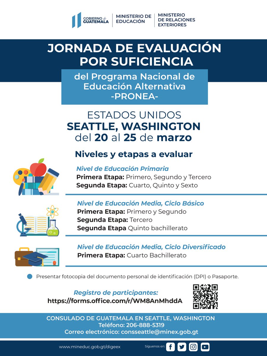 ConsGTEstadoWA's tweet photo. Se comparte información importante para la Jornada de Evaluación por Suficiencia del Programa Nacional de Educación Alternativa #PRONEA https://t.co/UsUik9RD9x