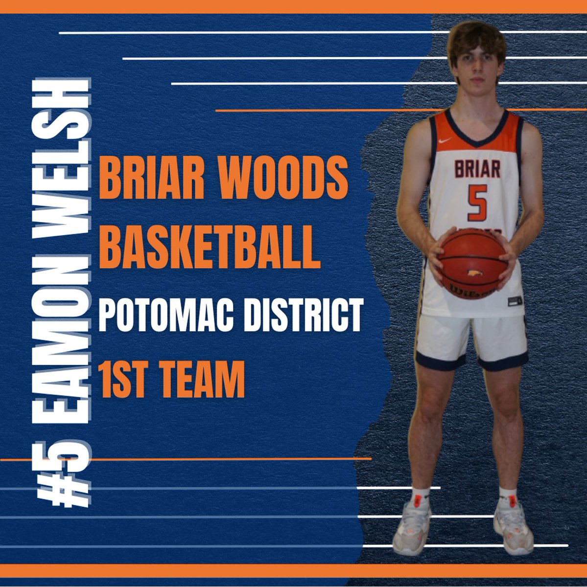 Congratulations to our captain on his Potomac All-District 1st Team selection.  Eamon Welsh led our team in scoring, assists and steals. He is a great leader on and off the court. We wish him the very best during his senior soccer season and in the future. <a href="/WelshEamon/">Eamon Welsh</a>