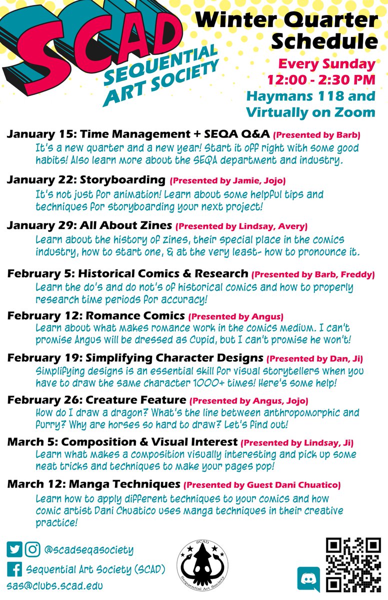 scadseqasociety's tweet photo. Here is this quarter's updated schedule! https://t.co/wTkjGYDusl