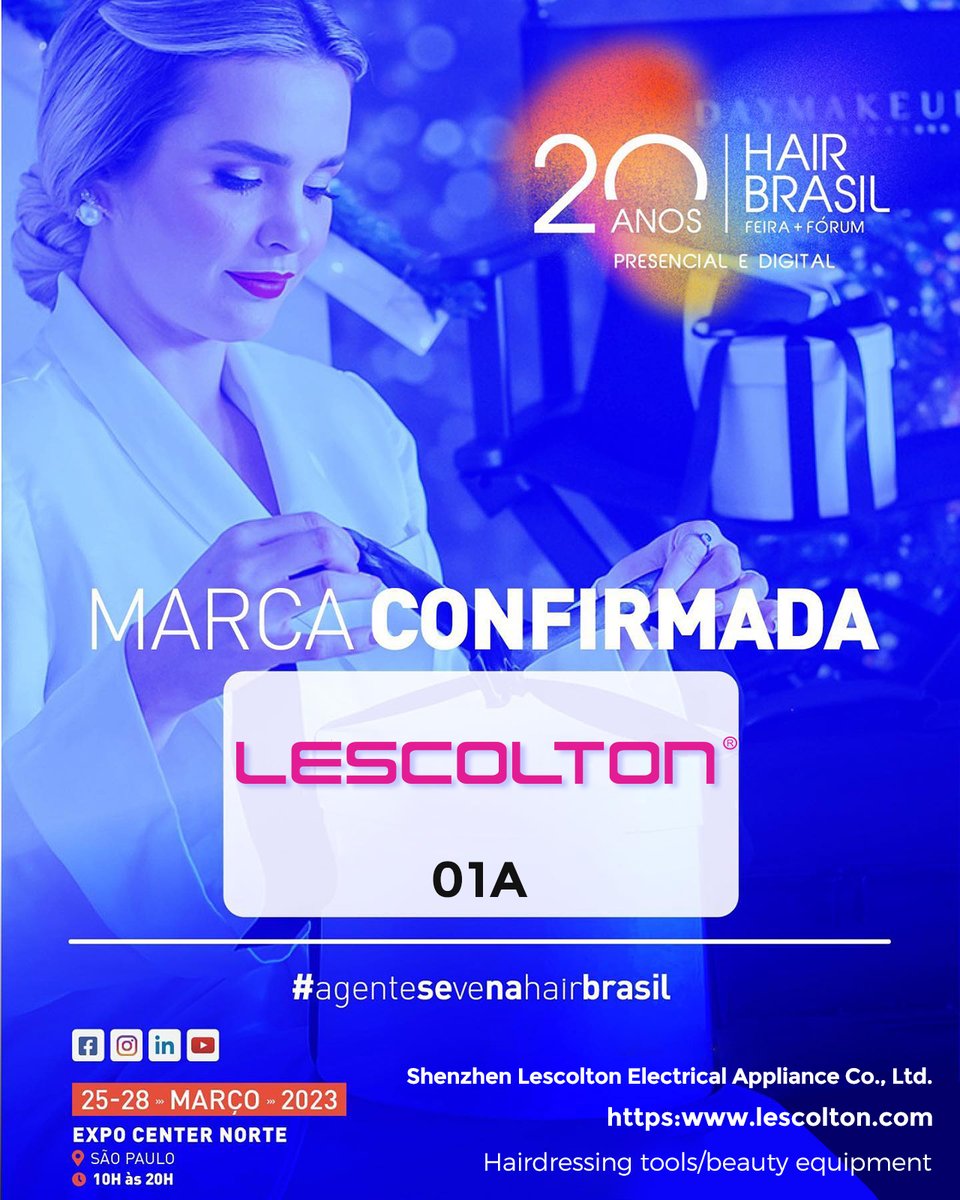 At Hair Brasil 2023, Lescolton will showcase its latest products and services for hair care, styling, and more.#hairbrasil #hairbrasil2023 #20anoshairbrasil #feiradebeleza #belezaprofissional #feiradenegocios #expositor