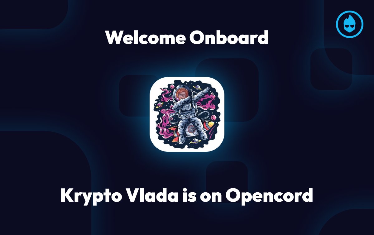 opencorddotxyz's tweet photo. So excited to say that we have @KryptoVlada onboard!

@KryptoVlada is a YouTuber from the Czech Republic, who has a community of 10,000 people from the Czech Republic and Slovakia.

Join @KryptoVlada 's server, stay tuned for more crypto content.
https://t.co/a6Q8ykKUyb https://t.co/pAmfjMt53E