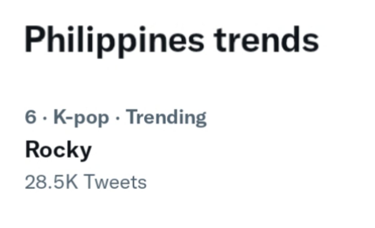 ASTROTrends_'s tweet photo. 🚨🚨 [ TRENDING ALERT ] 🚨🚨

Rocky is trending in the Philippines !

Tag @offclASTRO 

#ASTRO #아스트로 #라키 #ROCKY https://t.co/5HxwEzJnYJ