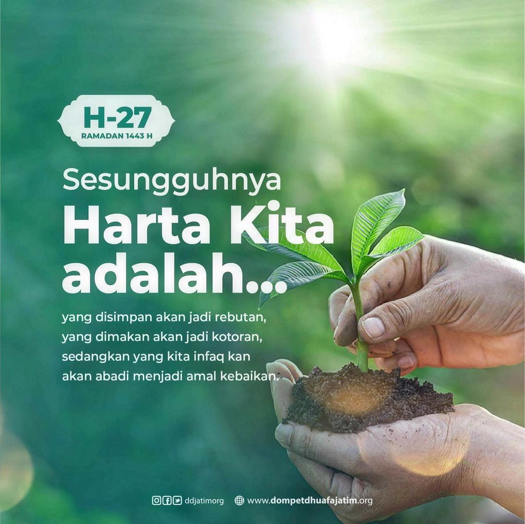 ddjatimorg's tweet photo. "Selama ini, harta kita sudah digunakan untuk apa saja? Apakah hanya untuk bermegah-megahan? Atau digunakan di jalan kebaikan?" Dan diri kita sendirilah yang tahu jawabannya.

Klik link di bio untuk sedekahkan sebagian rezeki sahabat ya.
ㅤ
#MenebarKebaikan #Sedekah #QuotesIslami https://t.co/nLohk02QBJ