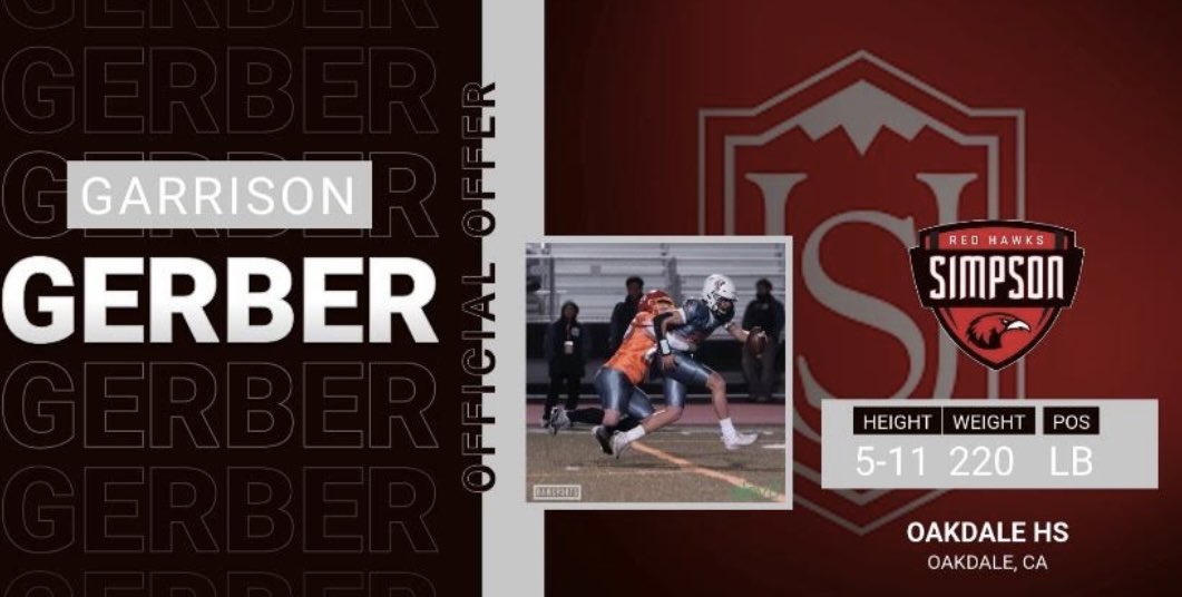 Super excited to receive a scholarship offer from <a href="/SimpsonRedHawks/">Simpson Red Hawks</a> <a href="/CoachG_Simpson/">Garrett Sandow</a> <a href="/CoachSDD/">Shawn Daniel</a>  #goredhawks