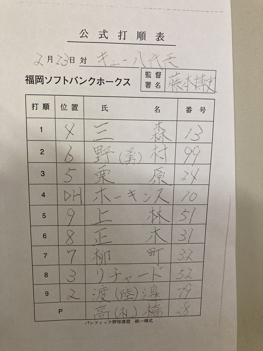 nishispo_hawks's tweet photo. 【スタメン速報】

 #sbhawks #npb #プロ野球 #西スポ #西日本スポーツ https://t.co/70uorWD4mZ