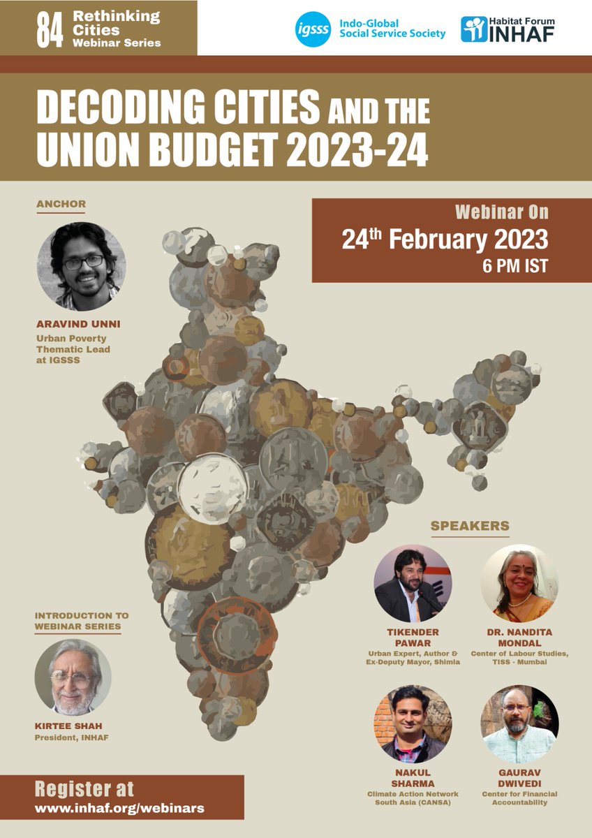 Do register and be part of the discussion.

#Budget2023 
#urban #smartcities #inhaf #righttothecity #inclusivecities