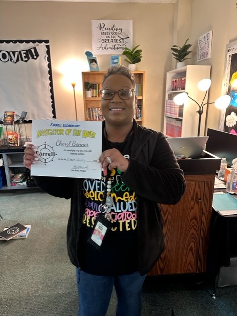 Our seventeenth Navigator of the week for this year is our awesome sixth grade reading and level lead, Mrs. Bonner. Thanks for your great work.