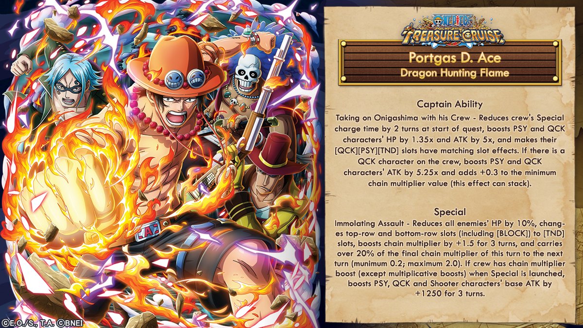 on Twitter "RT ONE_PIECE_TC New Character Info! Portgas D. Ace Dragon Hunting Flame OPTC"