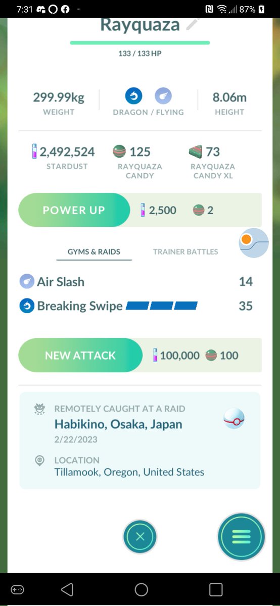 Ares72723's tweet photo. Well did nine Rayquaza raids during legendary raid hour! Got one shiny with a night time snow background! Got a 98%. And I got one from Japan!
#PokemonGO #Pokemon #legendaryraidhour #Rayquaza #ShinyRayquaza https://t.co/mcWferOmXO