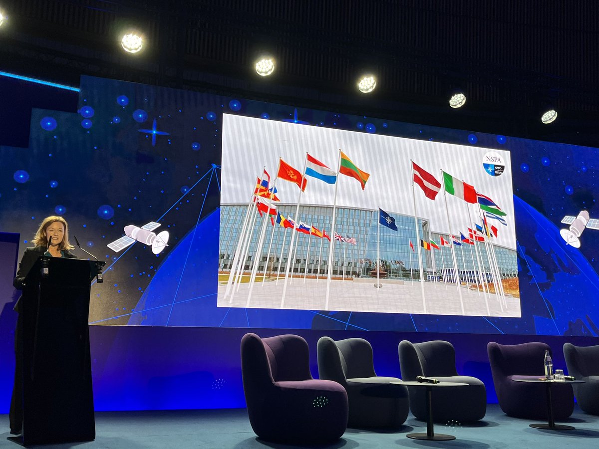 Stacy Cummings, Head of @NSPA_NATO here in #Luxembourg speaks to the importance of an integrated space strategy and cooperation #NATO. #MGS and #GCCSatcomSP will help build that cooperation enabling access to state of the art space based capability. #govsatcom @SES_Satellites