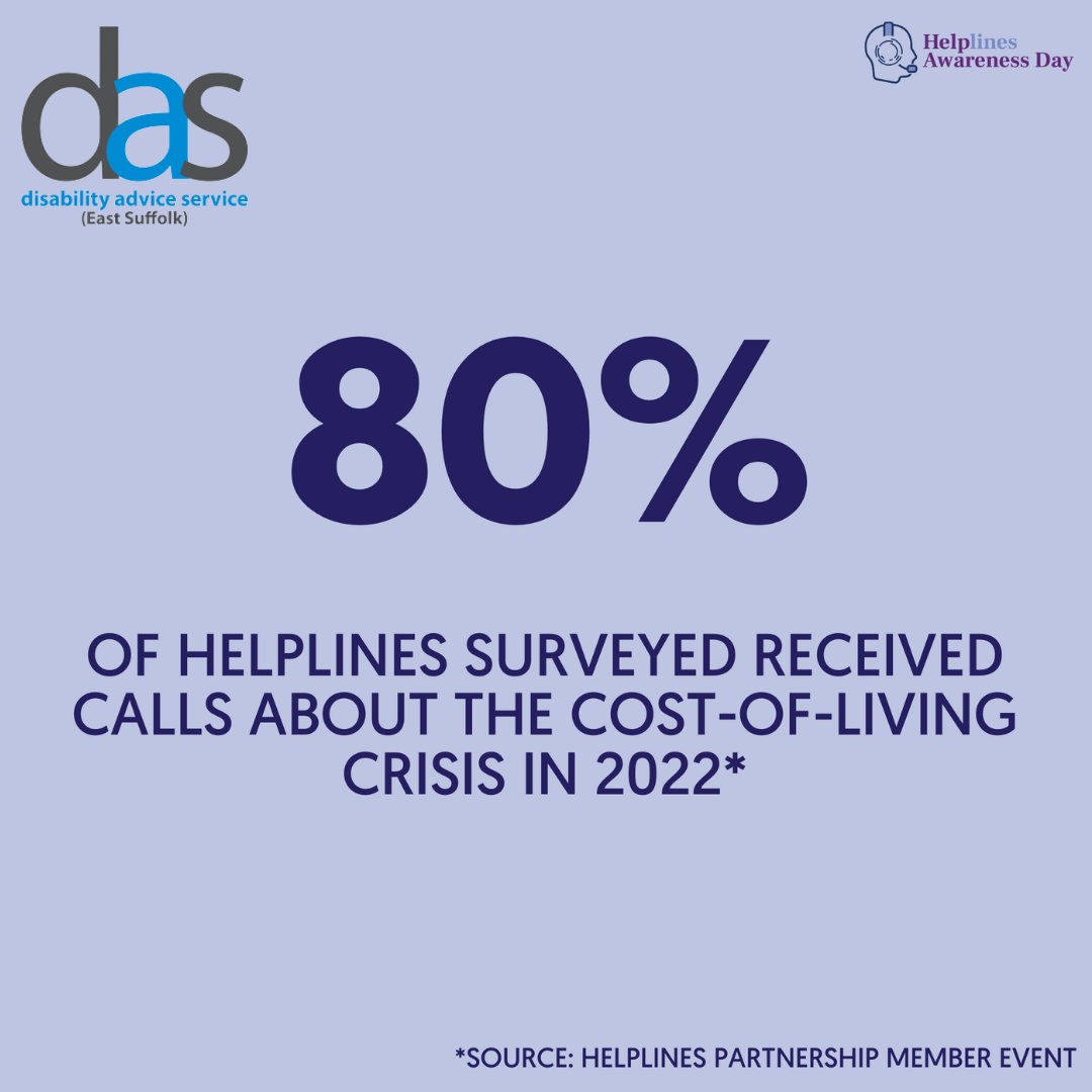 DASeastsuffolk's tweet photo. It's #HelplinesAwarenessDay2023 - raising awareness of the invaluable #supporthelplines across the country provided 24/7 365. We know that many people are struggling at the moment, so remember not to struggle on alone - we're here for you: 01394 387070 / advice@daseastsuffolk.org https://t.co/XQHwT61Qzz