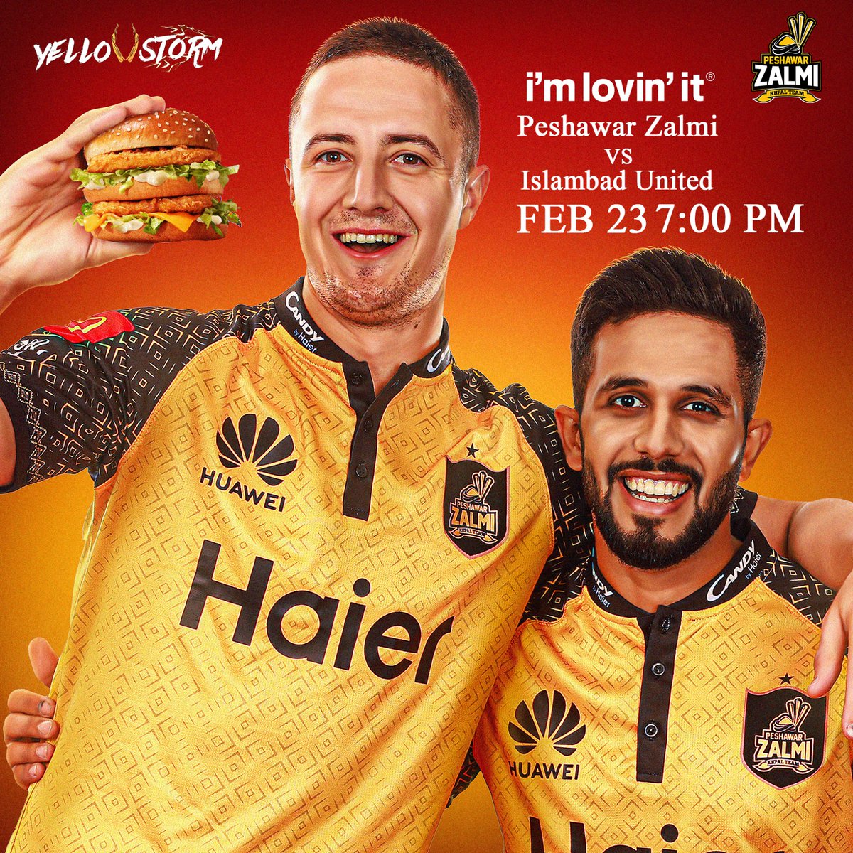 PeshawarZalmi's tweet photo. Official #ZalmiDeluxe Matchday Poster | Powered by @HaierPakistan

Peshawar Zalmi 🆚 Islamabad United 
🕣7 PM Tonight 

Let's Go #YellowStorm ⚡

#Zalmi #ZKingdom #ZalmiRaalal #HBLPSL8 #Haier #HaierXZalmi https://t.co/mIAKZY9uA0