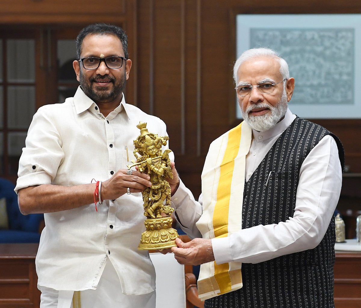 surendranbjp's tweet photo. Met the hon'ble PM @narendramodi ji at his official residence. Briefed about the political situation in Kerala. Modi ji enquired about the progress of the organizational activities of the party in the state. His valuable guidance will strengthen the party in Kerala. https://t.co/JEp1aJ1rSg