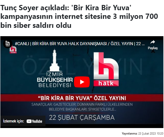 Tunç Soyer: “Bu iyilikle kötülüğün mücadelesi...” 

#BirKiraBirYuva
#YardımParalarıNerede 
Fox TV'ye
#AsrınFelaketiAKP 
Sedat Peker