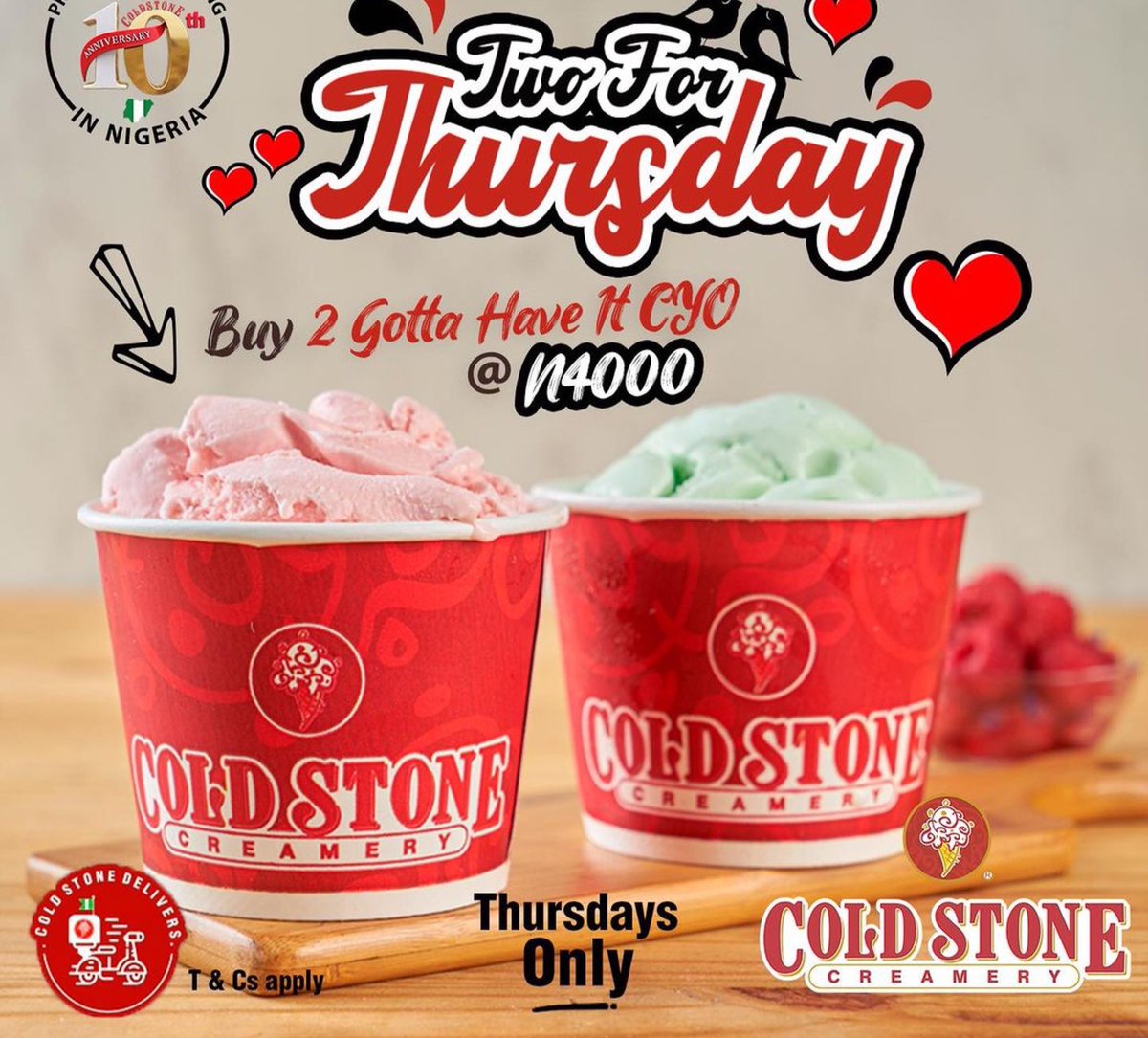 ikejacitymall's tweet image. Double the Sweetness😋, Double the Fun🤩 with our Two for Thursday deal at Cold Stone! 

Buy 2 Gotta Have It cyo @N4000… This is the perfect opportunity to try something new or stick with your tried and true favorites
#TwoForThursday #TwoGottaHaveIt #CreateYourOwn #IceCreamDeals