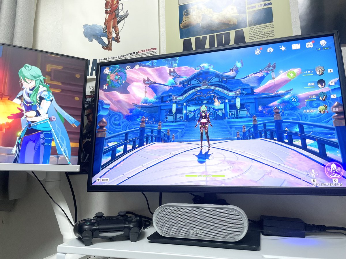 shark45_'s tweet photo. 原神のために用意したクソデカPC &amp;4Kモニターセットアップ😊
高画質設定で滝に近付いても処理落ちなし😊
#XA7C-R37 https://t.co/s6eaT1POU8