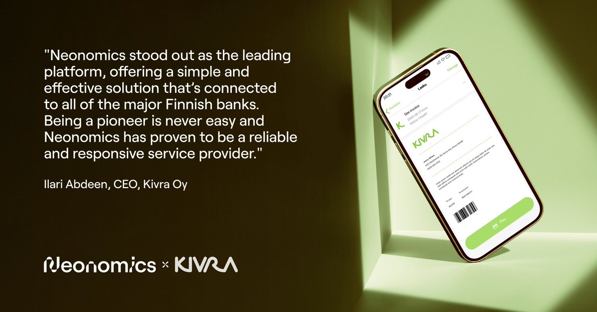 🚀 @Kivra_fi increased their #payments conversion rate and lowered their transaction costs with #openbanking​ 

​

Read the full #usecase now 👇​
neonomics.io/use-case/e-inv… ​​​

#fintech #finland