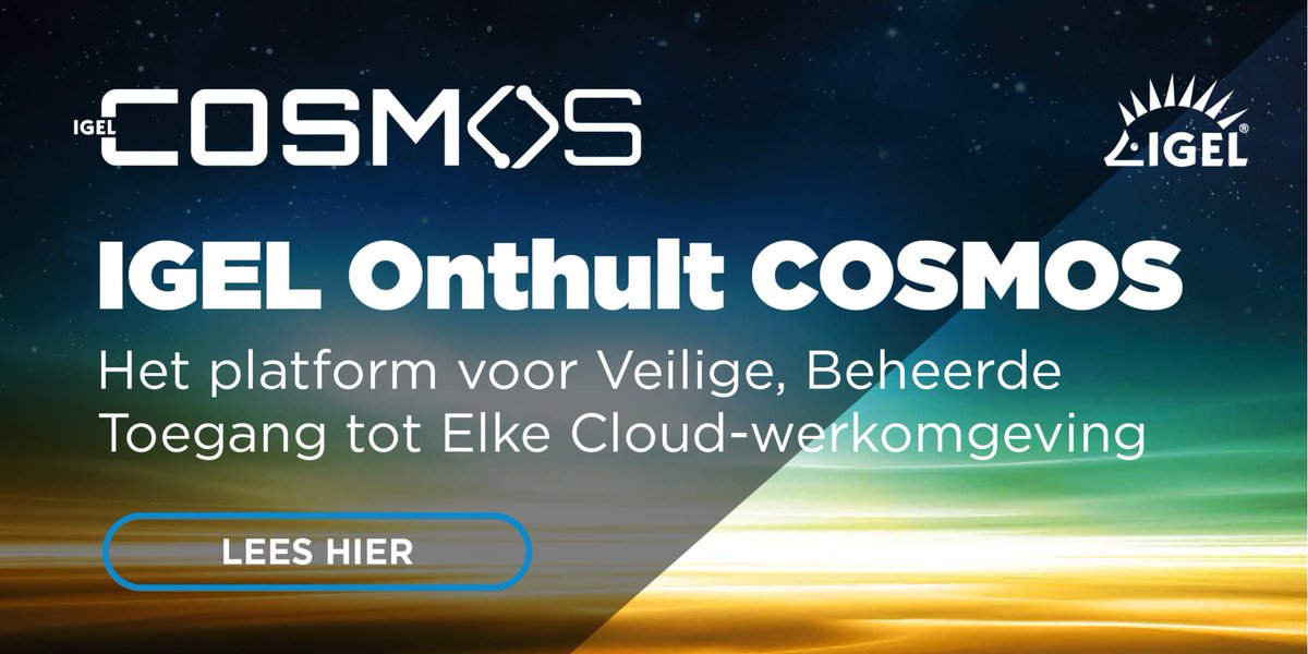 IGEL, kondigde vorige week de introductie van IGEL COSMOS aan.  COSMOS is een geïntegreerd en flexibel platform waarmee organisaties digitale workspaces vanuit elke gewenste cloud op veilige wijze kunnen beheren en automatiseren. bit.ly/3YVdZtj