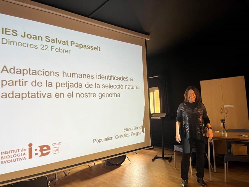 🏫 Ahir a la tarda, <a href="/ElenaBosch8/">Elena Bosch</a>, Investigadora Principal a l'IBE, va visitar l'alumnat de batxillerat científic de l'IES Joan Salvat Papasseit, <a href="/INSJoanSalvat/">INS Joan Salvat i Papasseit</a>, per parlar sobre #Evolució i #Genètica.🧵