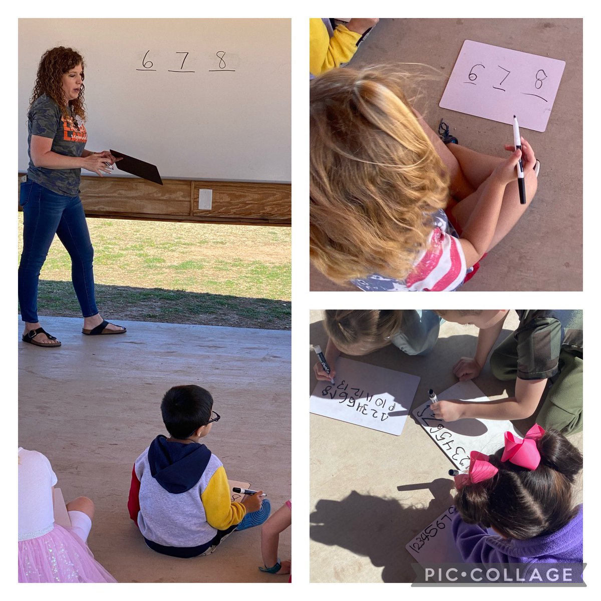 Kinder was enjoying the weather and took advantage of the outside classroom.  Nothing like a little math lesson outside on a warm pretty day.  <a href="/LamarLionsRoar/">Lamar Lions</a> <a href="/keenum_amanda/">Amanda Keenum</a> <a href="/DrRyanLamarElem/">Jennifer Ryan</a>