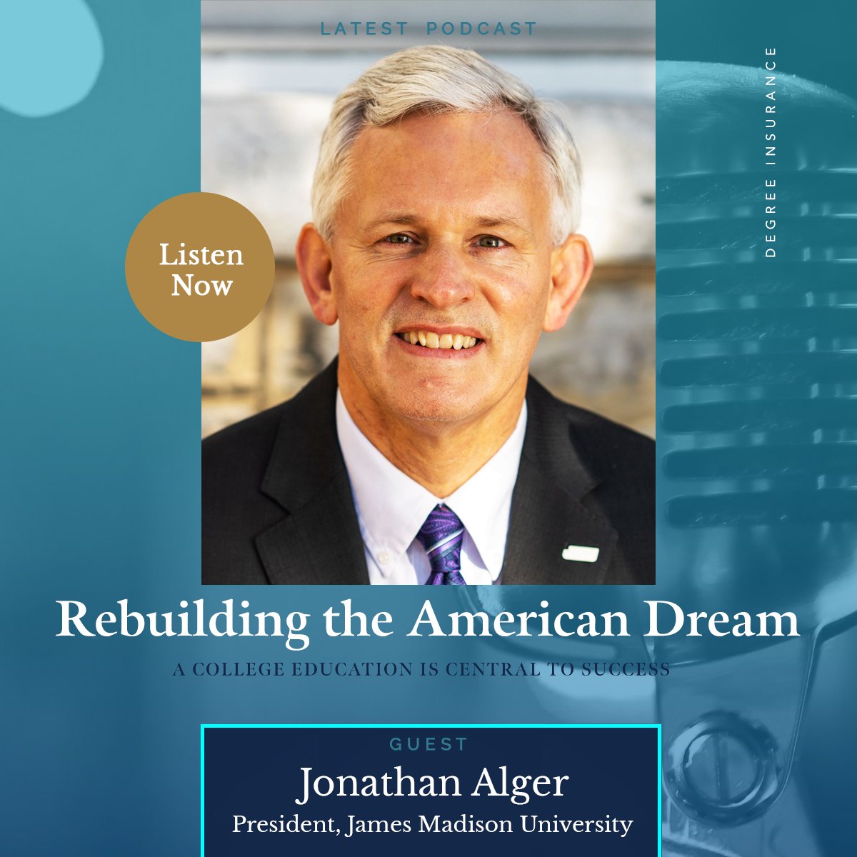 Pres. Jonathan Alger of <a href="/JMUOffcial/">James Madison University</a> joins us on this week's episode of #RebuildingtheAmericanDream! He's developed a wide number of initiatives to affect change and help JMU students make a difference in the world. Listen now at americandream.fm! #podcast #highereducation