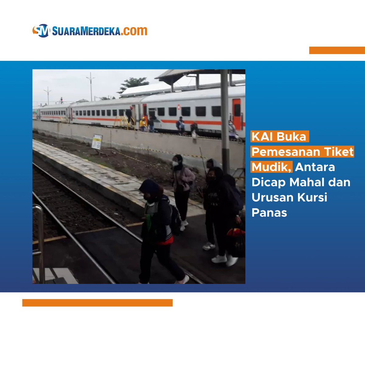 suaramerdeka's tweet image. KAI Buka Pemesanan Tiket Mudik, Antara Dicap Mahal dan Urusan Kursi Panas

jakarta.suaramerdeka.com/nasional/13476…

#tiketkereta #keretaapi #mudik #tiketmudik #mudiklebaran #angkutanmudik #keretaapiindonesia