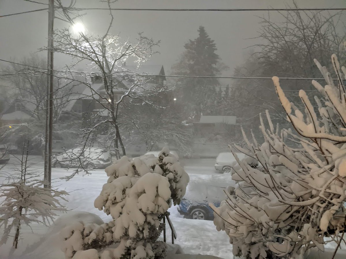 WeatherPhillips's tweet image. 6" in inner North Portland! Forecast models had  10% chance of Portland seeing an inch or greater today. Culprit was a strengthening low that stalled off the coast, spreading moisture inland and funneling frigid air from Inland NW into I-5 corridor. #pdxsnow #pdxtst #pdxtraffic