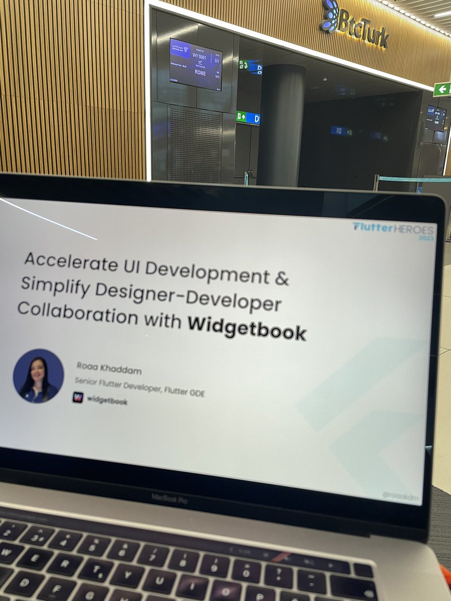 Working on my slides is a good way to pass the time while waiting for my flight for <a href="/flutterheroes/">Flutter Heroes</a> 💙
1️⃣ first stop, Rome 😍🛬🇮🇹