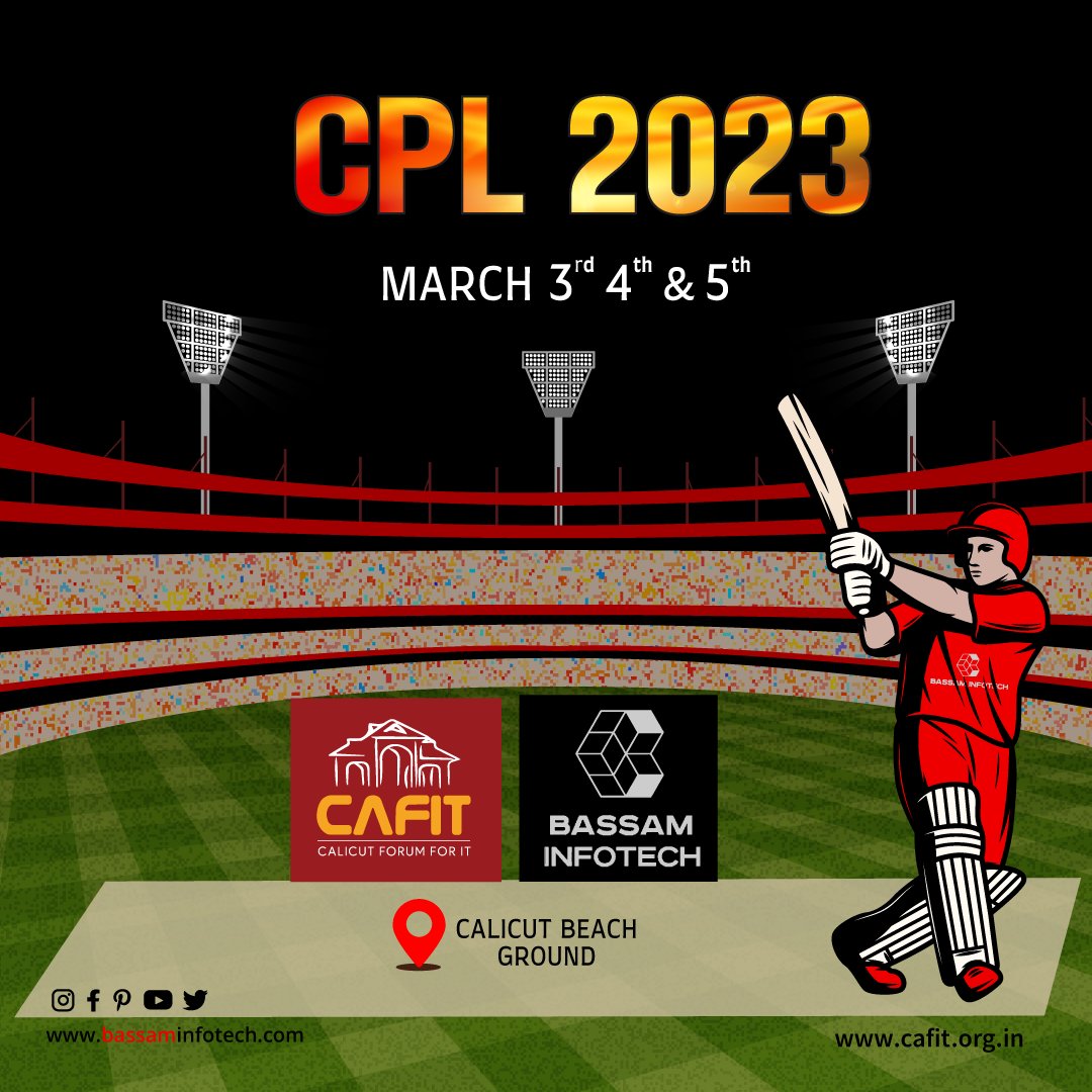 ⏳Countdown begins....! 🏏Cricket fever is in the air and we're ready to hit it out of the park!
.
.
#cafit #CPL #cpl2023 #Cafitpremierleauge #bassaminfotech #teambassam #odoo #erp #calicut #beach #cricket #tournaments