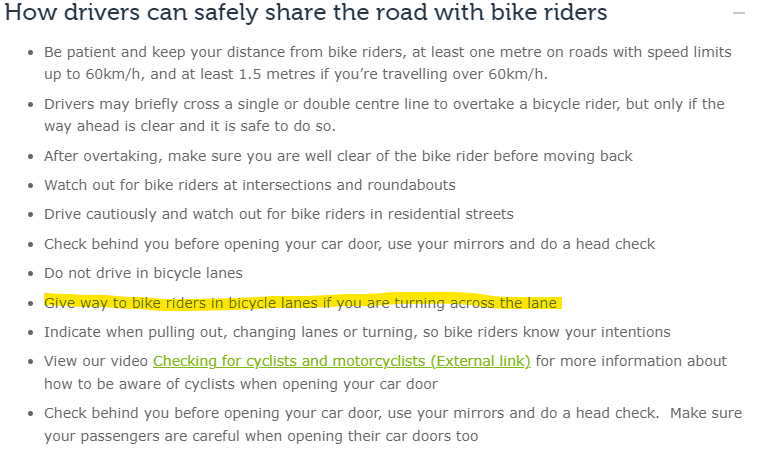SimonRogerson's tweet photo. @pjg2f The VicRoads guidelines are a bit confusing. Are drivers supposed to give way to cyclists when turning right across a bicycle lane, and if drivers are turning left across a lane than cyclist give way???
https://t.co/6JzGXYHdcg https://t.co/zqeSNtC6Ls