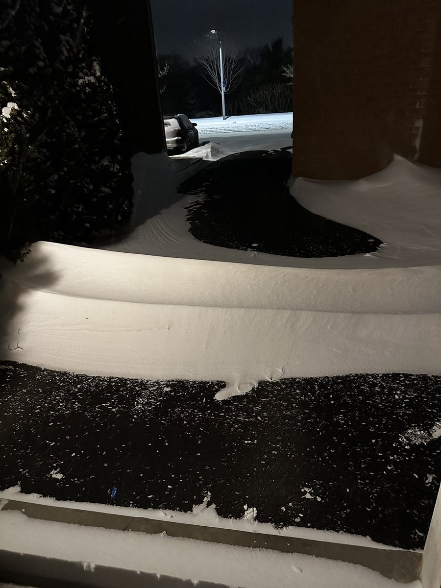 The wind tunnel has helped keep most of our driveway clear of snow at least! #snowdrift #ONStorm