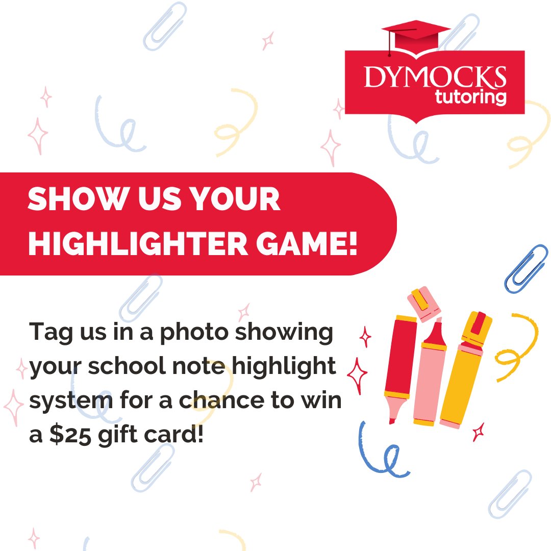 DymocksTutoring's tweet image. 📚 Show us your highlight game! Tag us in a photo showing your school note highlight system for a chance to win a $25 gift card from @Dymocksbooks #HighlightGame #DymocksBooks #SchoolNotes #StudyHacks #DymocksTutoring #SuccessGuaranteed