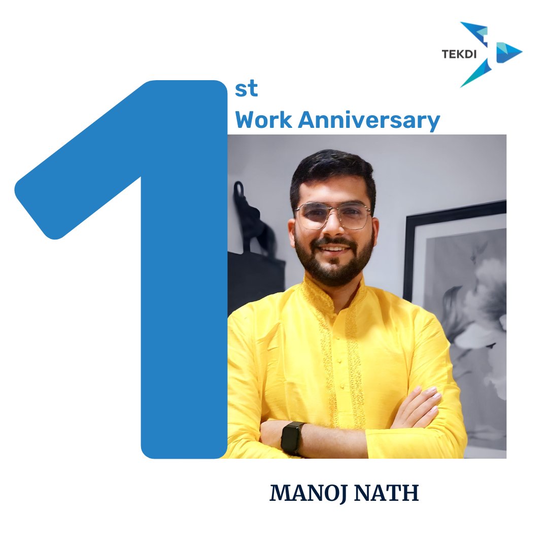 tekdinet's tweet image. As Manoj marks his 1 year at Tekdi, We would like to take this opportunity to thank you for this past year of #MakingItMatter and look forward to many more years of growing!

#WorkAnniversary #EmployeeJourney #EmployeeExperience #TekdiTechnologies #TekdiFamily #LifeAtTekdi