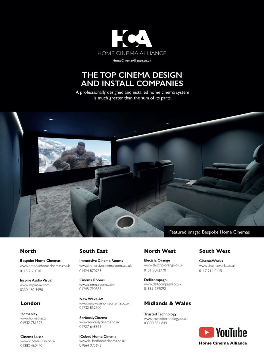 Home Cinema Alliance (@thehcauk) on Twitter photo We are showcasing our top cinema design and install companies in <a href="/HCCmag/">Home Cinema Choice</a>
For a home cinema installation company in your area please take a look.
Special thanks to <a href="/bespoke_cinemas/">Bespoke Home Cinemas</a> for this months featured Cinema Room We are showcasing our top cinema design and install companies in <a href="/HCCmag/">Home Cinema Choice</a>
For a home cinema installation company in your area please take a look.
Special thanks to <a href="/bespoke_cinemas/">Bespoke Home Cinemas</a> for this months featured Cinema Room