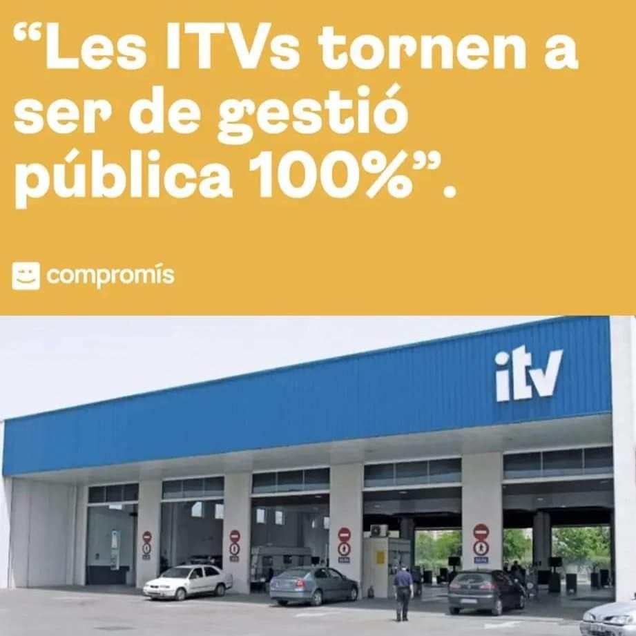 compromis_stvic's tweet image. 🔴🚗🚜 ITVs públiques 100% 🛵🚛

✅ És una proposta feta per Compromís l&apos;any 2019

🗓️ L&apos;1 de març retornem les ITV a la gestió pública

👉 Amb els #GovernsAmbCompromis:

🔺Es retorna al servei públic
🔺Es manté el personal treballador
🔺Es rebaixa un 50% l&apos;import de les taxes