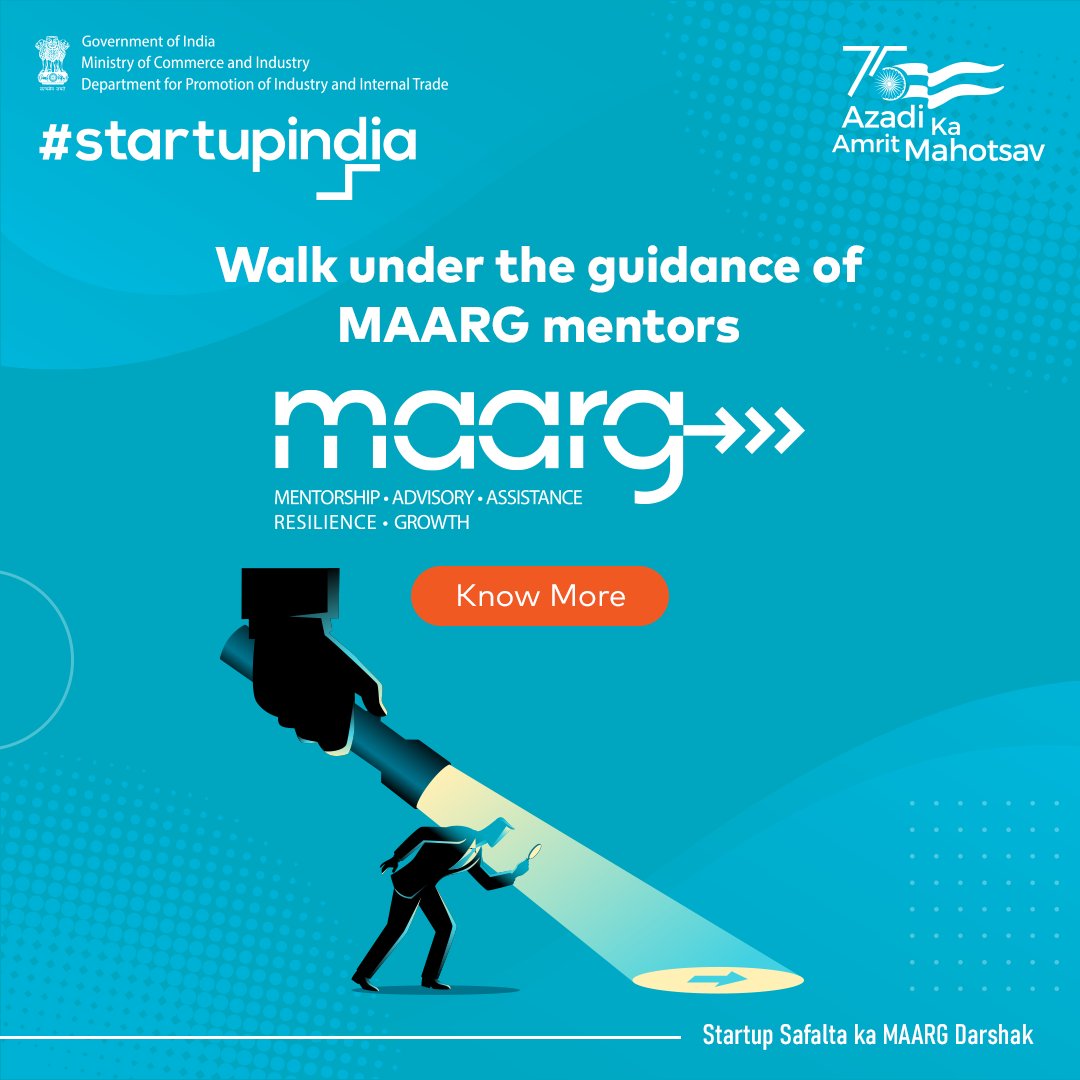 startupindia's tweet image. Achieve your startup’s full potential with the guidance of industry leaders and make strides to success.

Enrol on MAARG Portal today: bit.ly/3IgTQq3

#StartupIndia #IndianStartups #Startups #StartupBusiness #MAARG #Mentorship #BusinessMentorship #Mentors