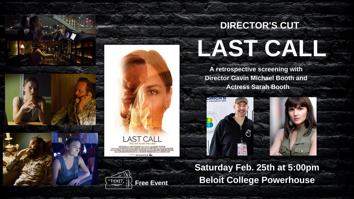 A retrospective screening of our Honorary Chairperson Gavin Michael Booth breakout feature film LAST CALL (Last Call - Movie) which started its festival run right here at BIFF!
FREE EVENT
Learn more at: beloitfilmfest.org/gavin-michael-…
 #BeloitFilmFest  #lastcallonetake