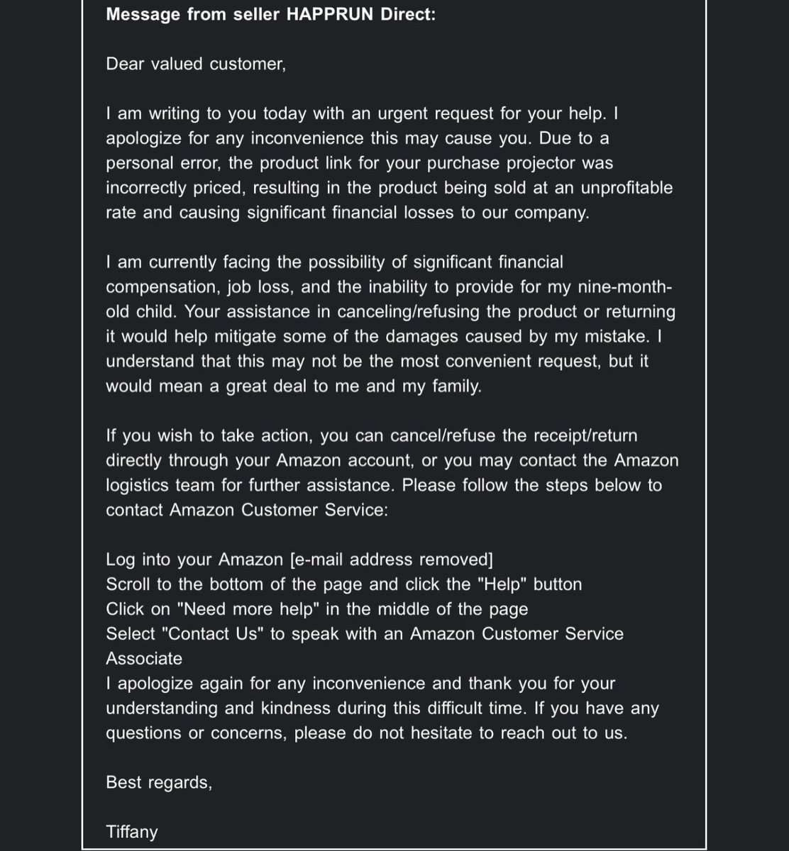 RayC206's tweet photo. @YtNextGenGaming Anyone else receive this message from the seller? https://t.co/juNjn0ic6F
