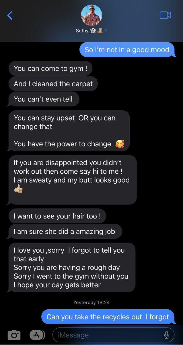 sandbandzz's tweet photo. My man being the nicest human being trying to cheer me up and me being a major bitch and asking to take the trash out https://t.co/lspFdsrsTR
