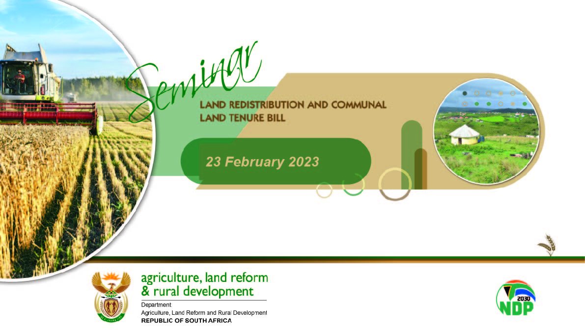 DOAgov_ZA's tweet photo. The objective of this seminar is to solicit guidance from experts and stakeholders in the development of proposed legislative measures presented by government on #CommunalLand as well as #LandRedistribution. #DALRRDLandSeminar2023 #AcceleratingLandReform #LandOurHeritage https://t.co/7zTzBMcMdD