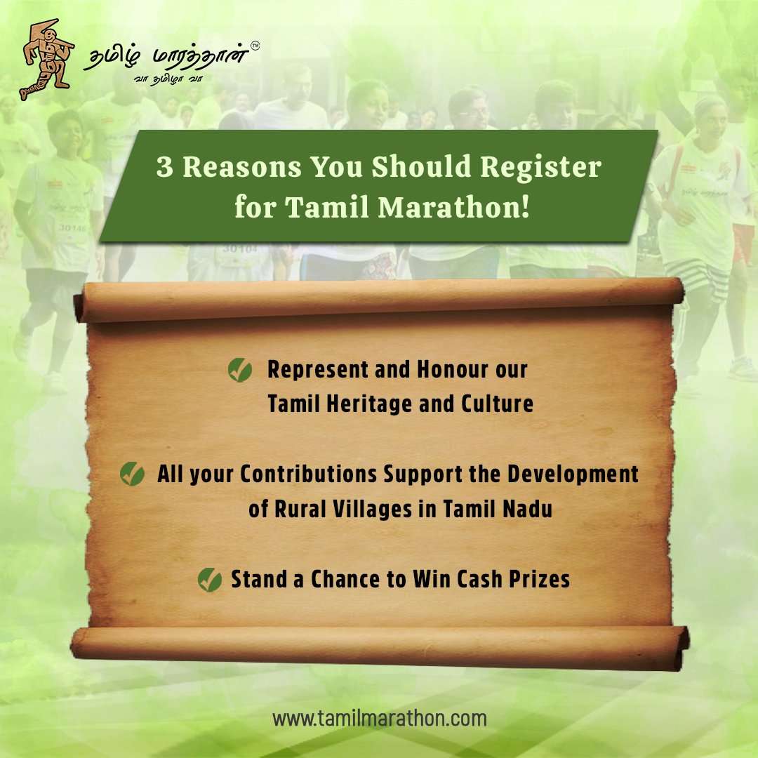 MarathonTamil's tweet photo. Here are 3 main reasons you should register for Tamil Marathon!

Celebrate our Tamil Heritage and Traditions!

Help our Rural Communities with your contributions!

For enquiries: 75502 59922

#tamilmarathon #tamilmarathon2023 #marathonrunners #runnercommunity #tamilcommunity https://t.co/r8Mrt5I68B