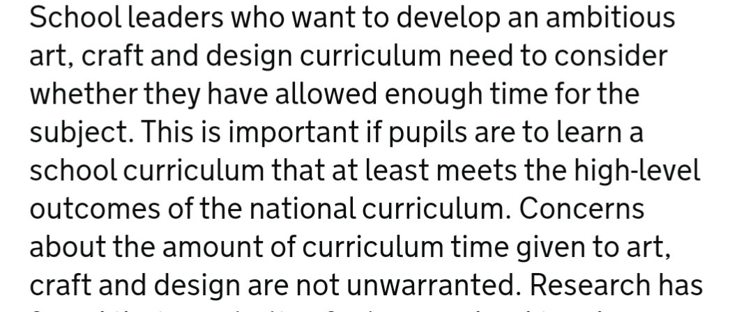 Here it is folks. The latest in Ofsted's series of 'this subject deserves more time' reports. This time featuring Art. gov.uk/government/pub…