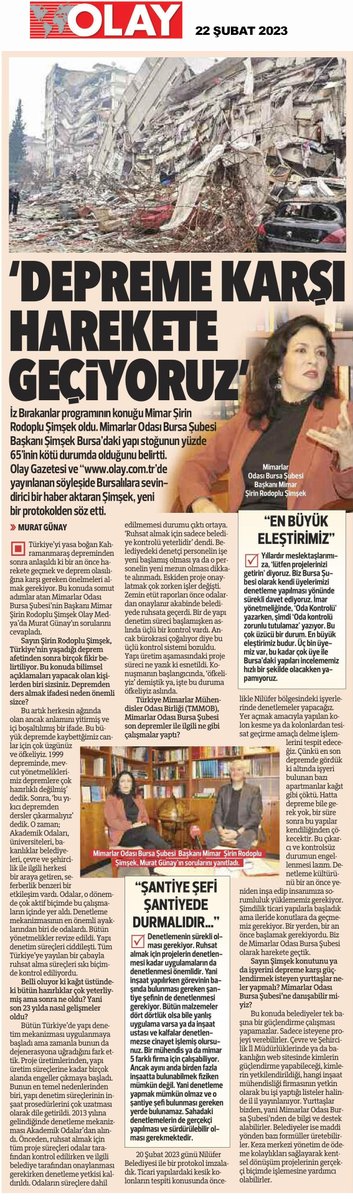 MOBursaSubesi's tweet image. BASINDAN HABERLER...

#deprem #tespit #protokol 
@TMMOB1954 @MimarlarOdasi_T @BursaMimarTV