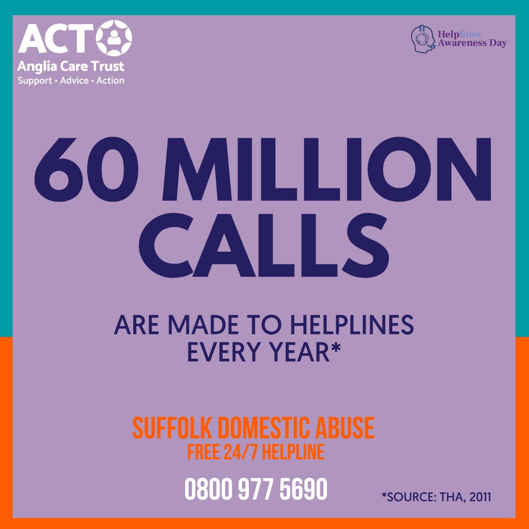 AngliaCareTrust's tweet photo. #HelplinesAwarenessDay2023 raises awareness of the invaluable support #helplines across the country provide. Our #SDAHelpline is one of those providing 24/7 support, advice and action on any kind of #domesticabuse to anyone who needs it: 0800 977 5690 / https://t.co/WAWwGKHzu4 https://t.co/VtSG3LVGOB