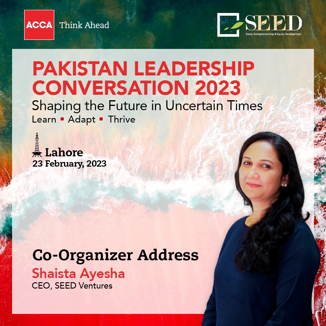Tune in to watch the last episode of Pakistan Leadership Conversation 2023! The co-organizer address was delivered by Shaista Ayesha, CEO of Seed Ventures.

We would like to thank @seedventuresorg  for their support and contributions to the event. 

#ACCPK #PLC2023