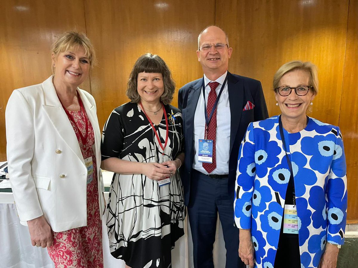 Nordic delegation at #WSDS2023 today! Gina Lund, Governor for Agder County, is speaking on Instruments and Leadership for Inclusive #GreenGrowth together with Finland’s State Secretary for Climate & Environment @lehtote 🇳🇴🇫🇮 Here with  @AmbKoukkuRonde and me!