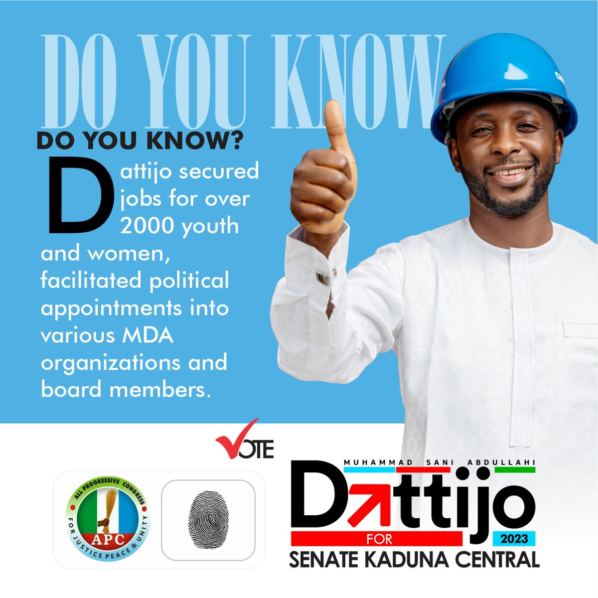 Know your Senator, Kaduna Central District,👌 May @Dattijo succeed 🙏🏻 #Betterkadunacentral