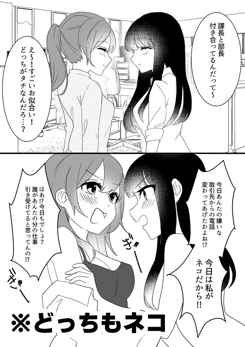 #創作百合 #ネコの日 
キャットファイト 